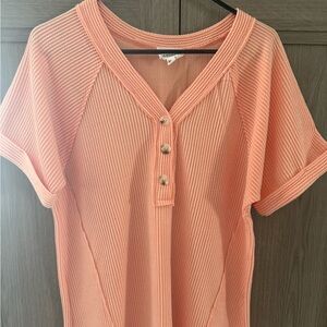 ANDREE BY UNIT Coral Ribbed Short Sleeve Top
